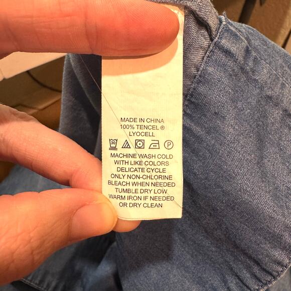 Broome Street Kate Spade Blue Soft Chambray Off The Shoulder Short Sleeve Top - Picture 13 of 14